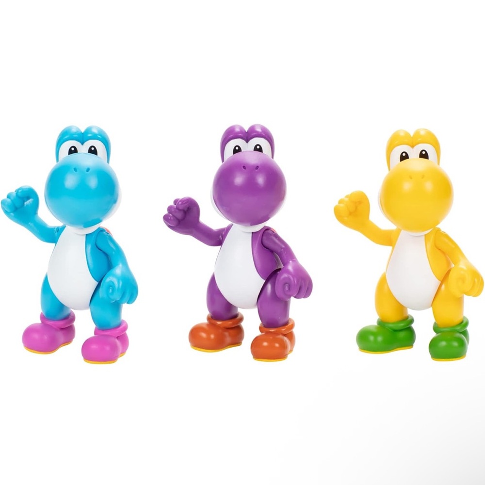 Nintendo Super Mario Yoshi Figures Pack of 3 Light Blue Purple & Yellow NEW